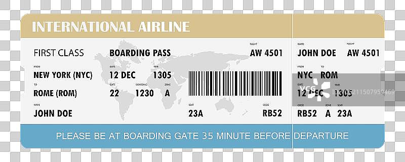 航空公司登机牌模板设计图片素材