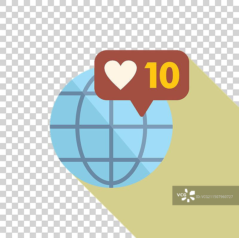 社交媒体点赞通知地球图标图片素材