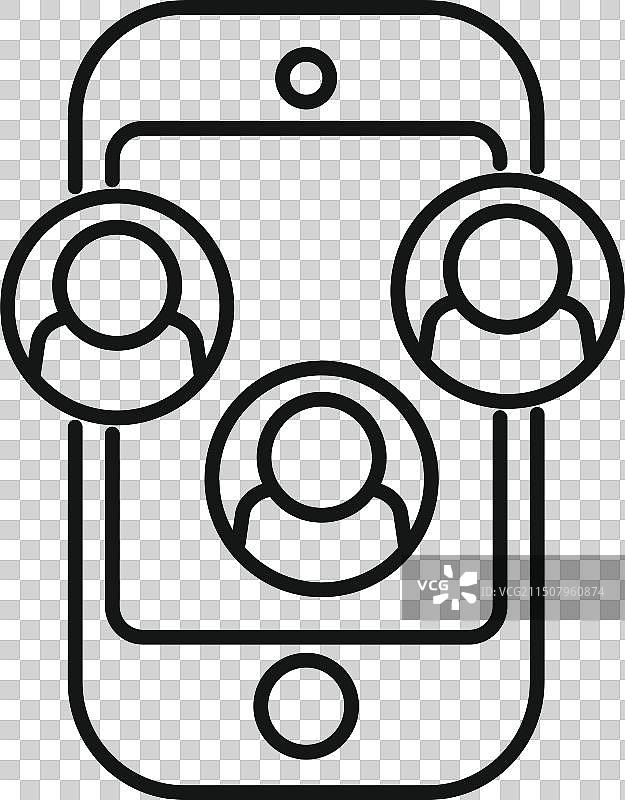 智能手机视频通话线条艺术图标图片素材