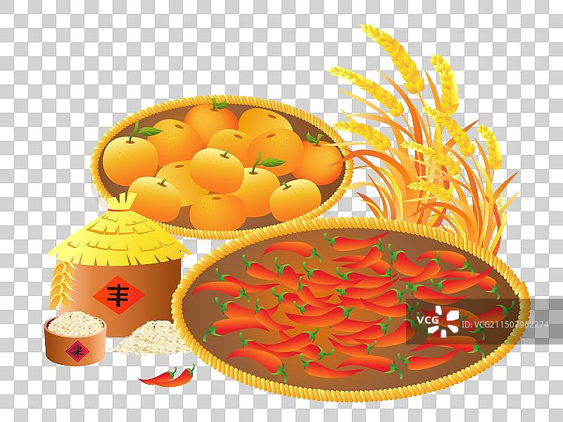 秋季农作物大丰收插画元素图片素材