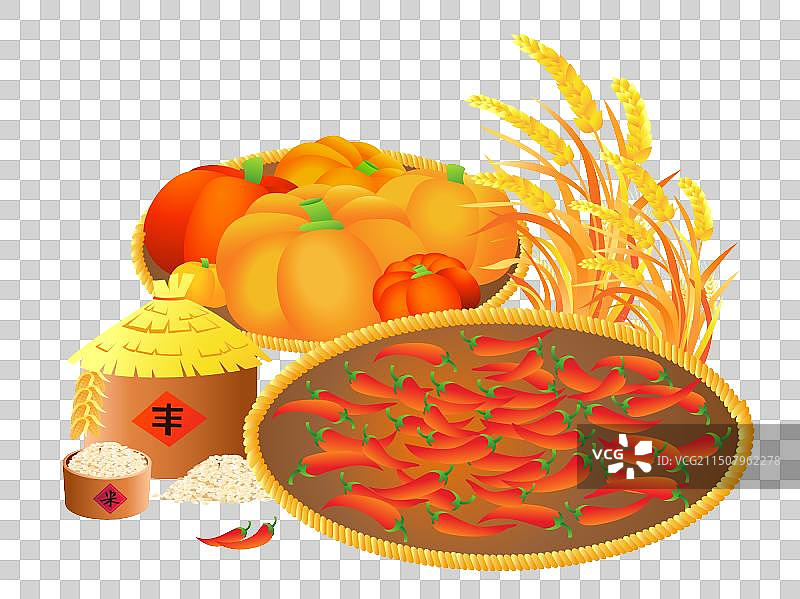 秋季农作物大丰收插画元素图片素材