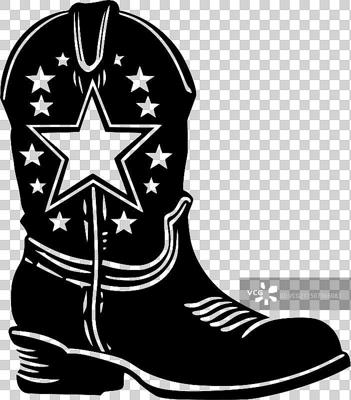 牛仔靴 - 黑白隔离图标图片素材