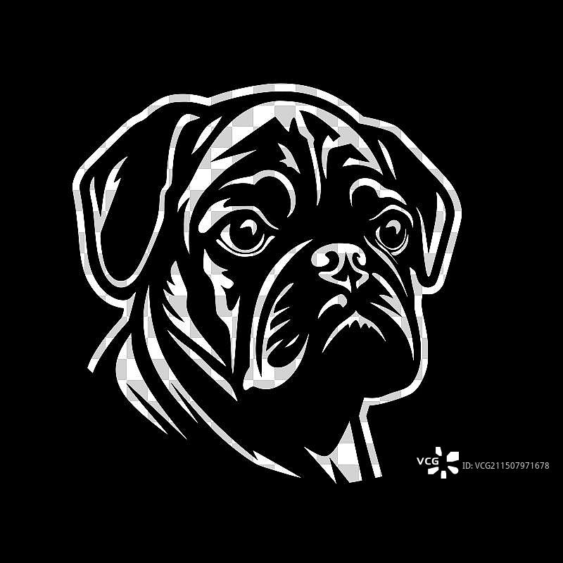 巴哥犬极简剪影图片素材