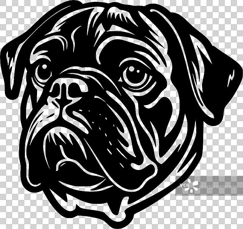 巴哥犬极简剪影图片素材