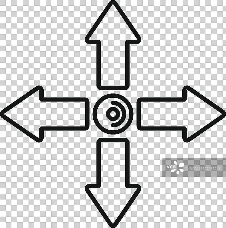 带有四个方向箭头的十字路口图标图片素材