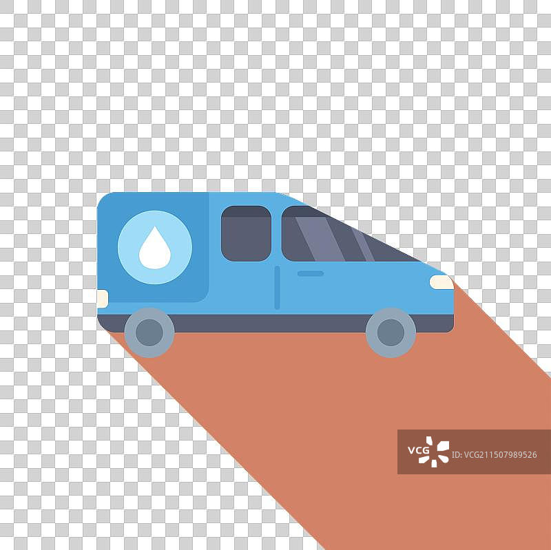 扁平风格蓝色送水货车图标图片素材