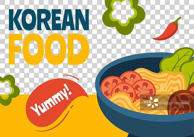 韩国美食社交媒体卡通背景图片素材