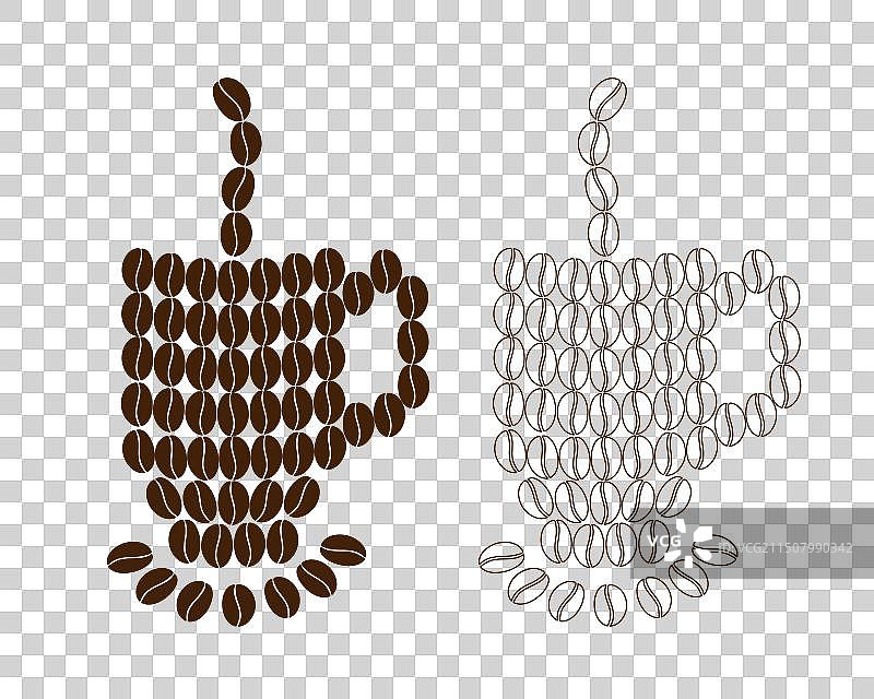 咖啡豆制成的咖啡杯风格化马克杯图片素材