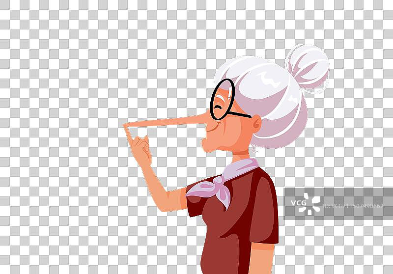 说谎导致鼻子变长的老奶奶图片素材