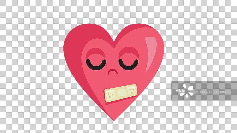 卡通上贴着膏药的悲伤不快乐的心图片素材