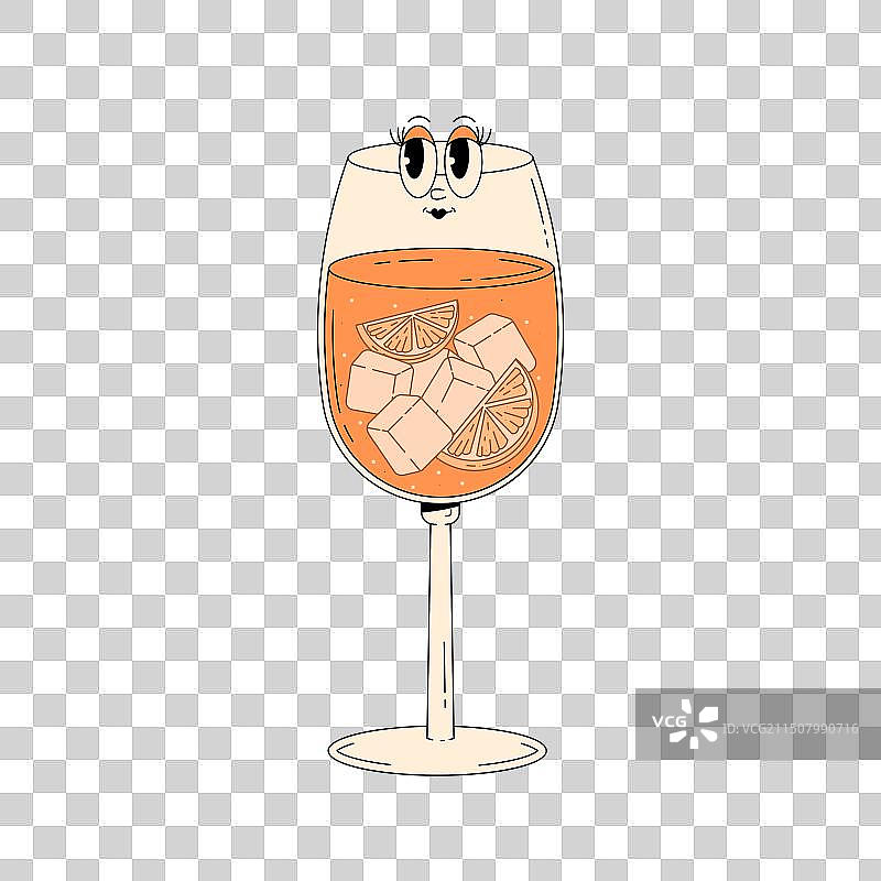 复古迷幻风夏日鸡尾酒可爱角色图片素材