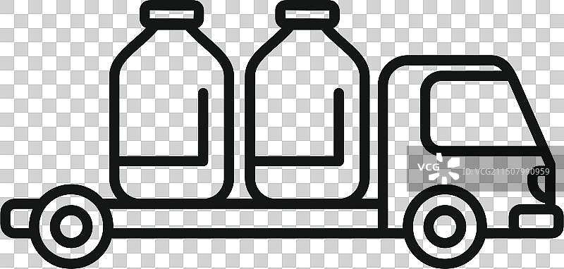 运牛奶罐的快递卡车图标图片素材