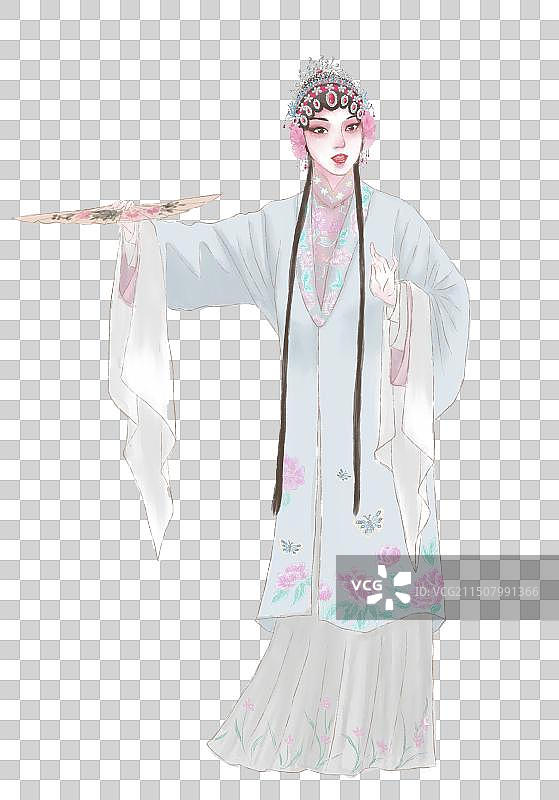 水彩手绘风戏剧人物花旦插画图片素材