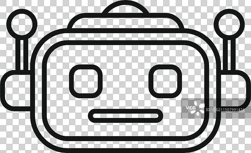 卡通机器人头部线条艺术图标图片素材