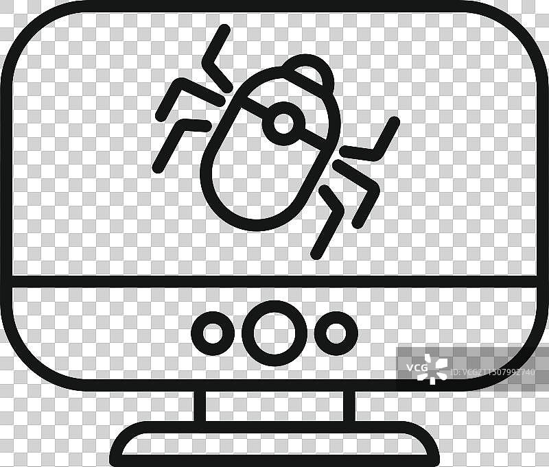 电脑屏幕故障线条图标图片素材