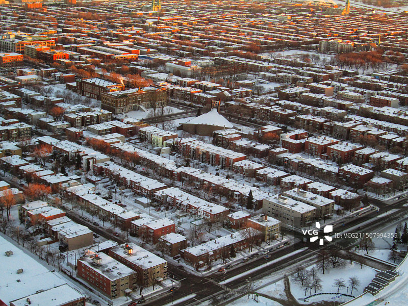 加拿大蒙特利尔冬季俯拍图片素材