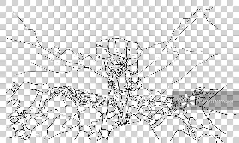 尼泊尔搬运工搬运重物图片素材