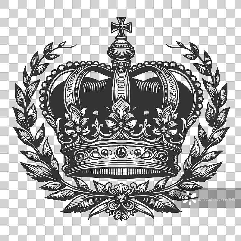 带有精美细节的皇冠素描图片素材