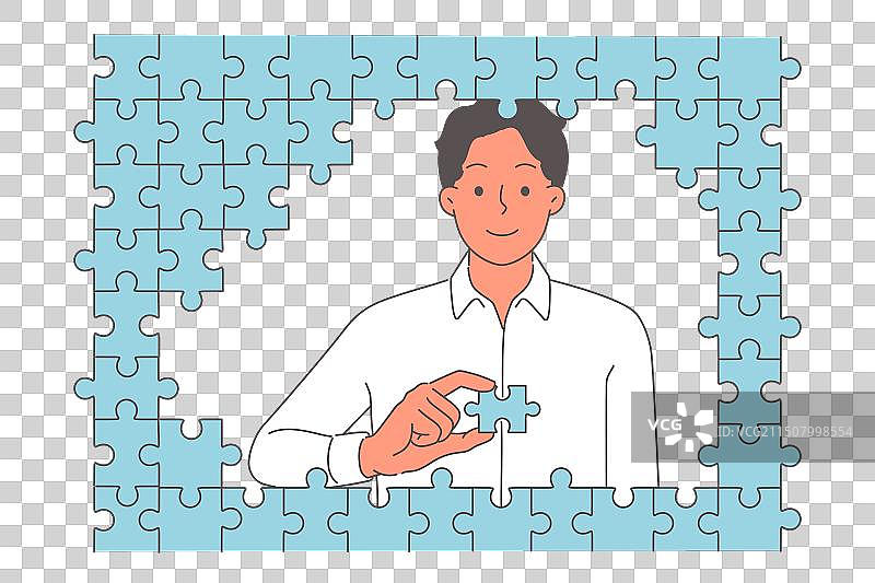 勤奋的商人拼图图片素材