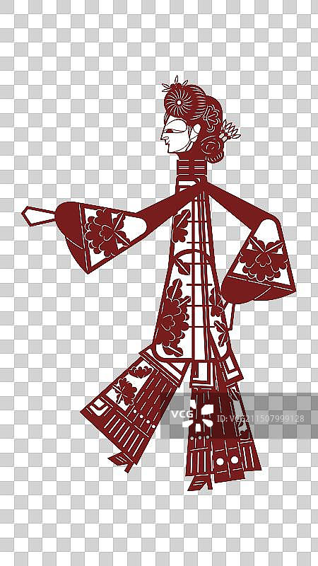 唐山皮影人物旦角青衣剪纸图片素材