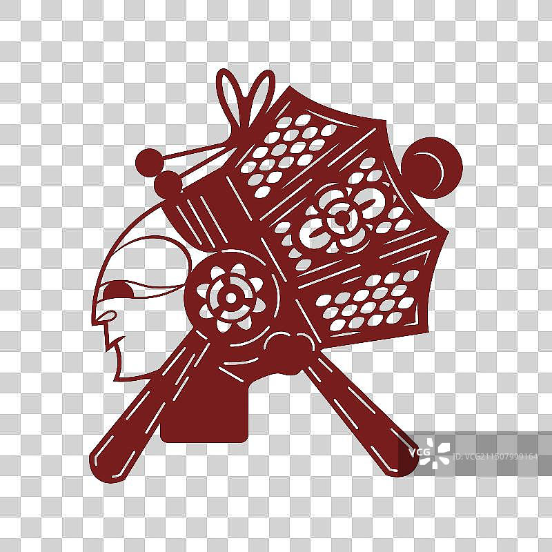 唐山皮影头茬武杂剪纸图片素材