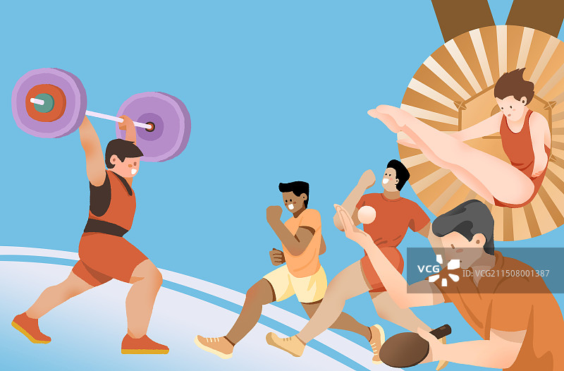 奥运会体育项目与夺冠热门运动图片素材