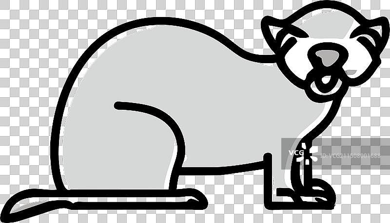 白化病雪貂啮齿动物灰色图标图片素材