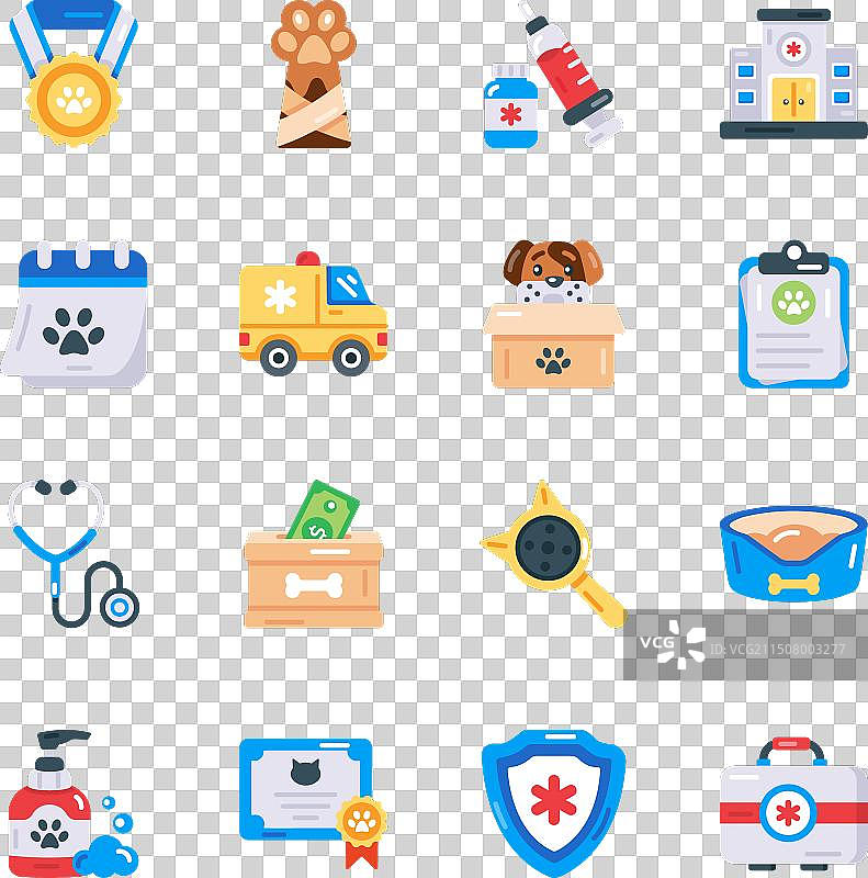 宠物配件扁平图标图片素材