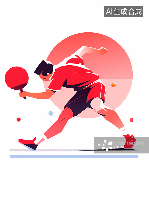 【AI数字艺术】一个穿着红色运动服的乒乓球运动员图片素材