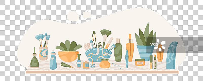 彩色天然护肤品瓶子和包装图片素材