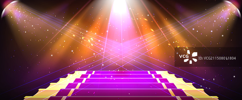 聚光灯与彩纸下的演唱会舞台图片素材