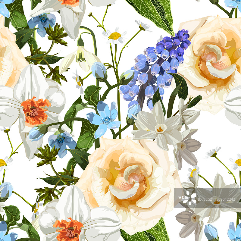 复古奢华花卉无缝图案图片素材