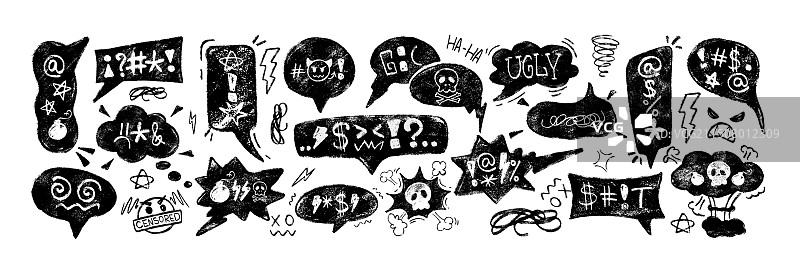 手绘粉笔铅笔对话气泡脏话元素图片素材