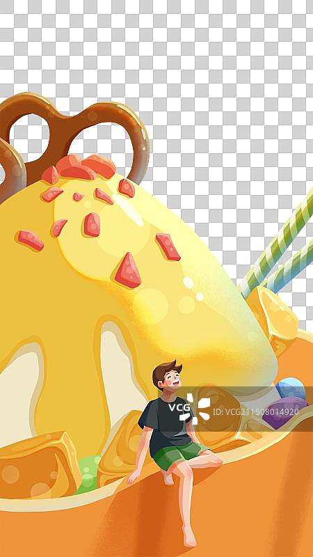 夏季清凉甜品冰淇淋和人手绘透明免抠PNG图片素材