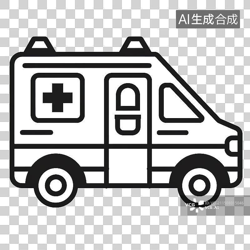 【AI数字艺术】救护车的黑色线描稿元素图片素材