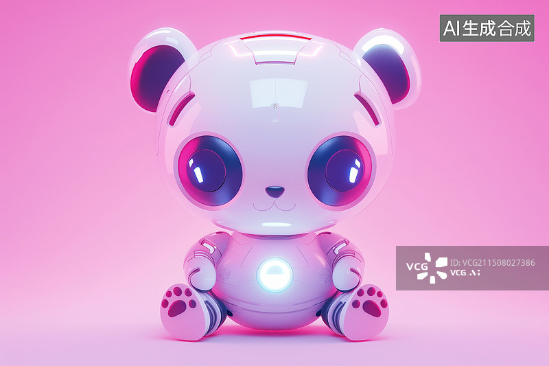 【AI数字艺术】可爱发光国宝大熊猫玩具模型3D卡通立体插画图片素材