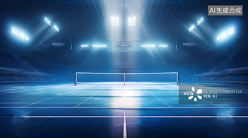 【AI数字艺术】现代网球竞技场景插画图片素材