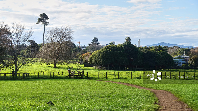 新西兰奥克兰肯威尔公园Cornwall Park小路图片素材