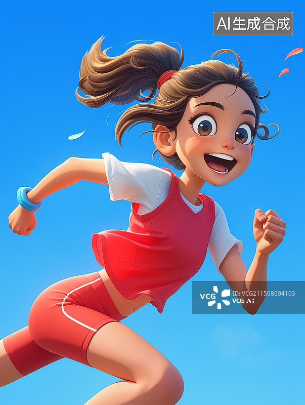 【AI数字艺术】活力女生在跑步图片素材