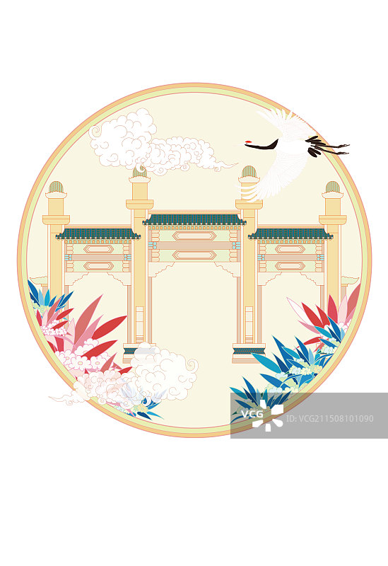 国风地标城市风光系列—南京 中山陵 国潮风矢量插画图片素材