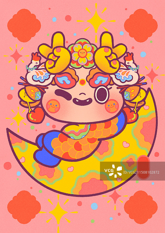 手绘卡通年画图片素材