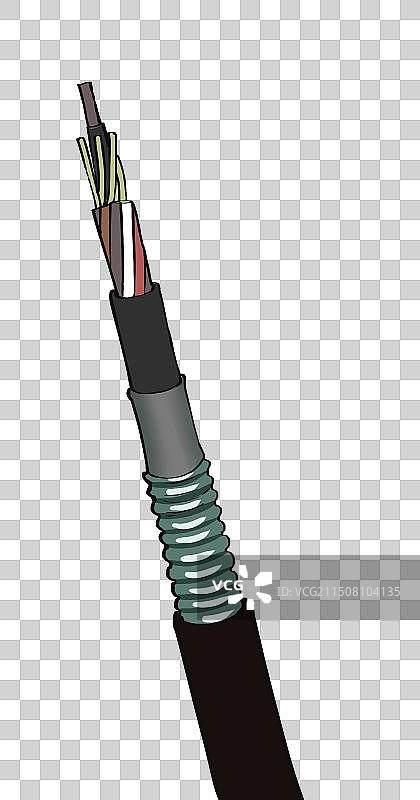 光纤电缆特写内部结构图手绘元素图片素材