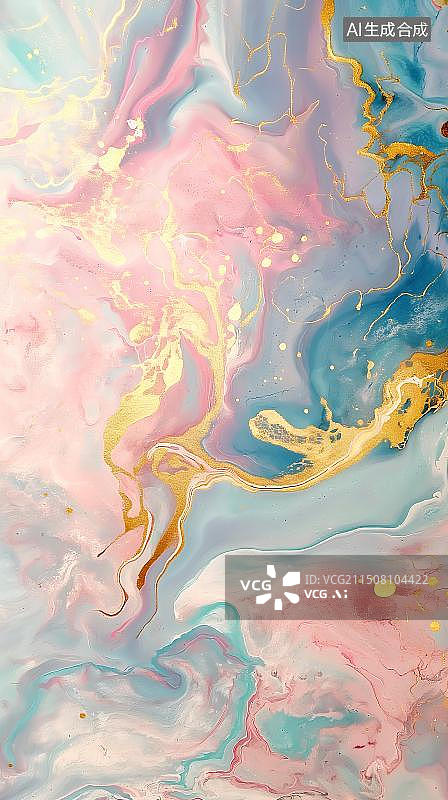 【AI数字艺术】一幅柔和色彩的环氧树脂颜料涂抹在画布上形成的抽象画纹理背景图片素材