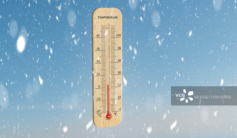 寒冷环境中的温度计图片素材