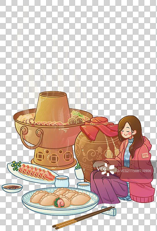 传统美食节气文化火锅黄酒饺子立冬冬至象征图片素材