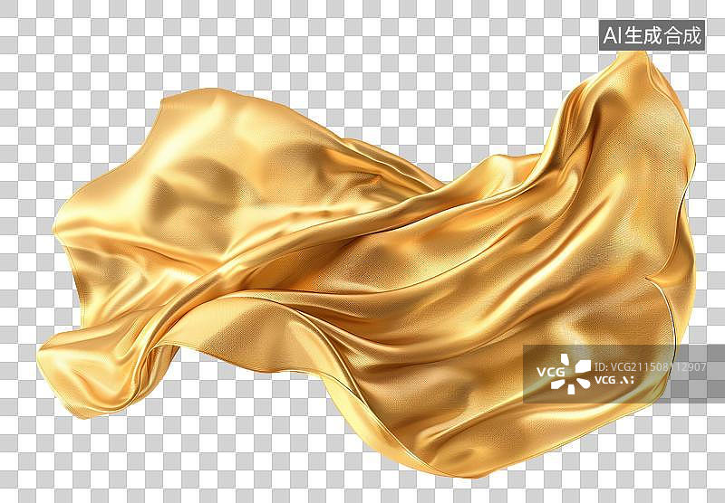 【AI数字艺术】金色波浪丝绸或缎子设计的抽象元素图片素材