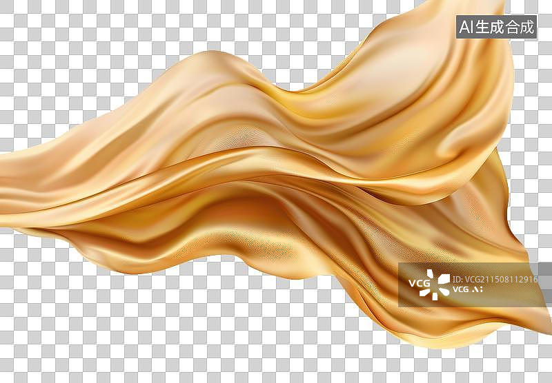 【AI数字艺术】金色波浪丝绸或缎子设计的抽象元素图片素材
