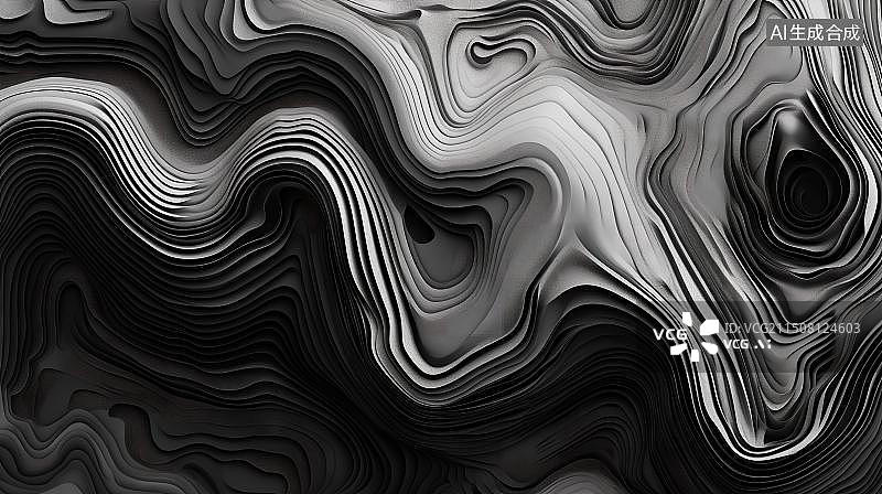 【AI数字艺术】一个无缝的黑白地形轮廓背景图图片素材