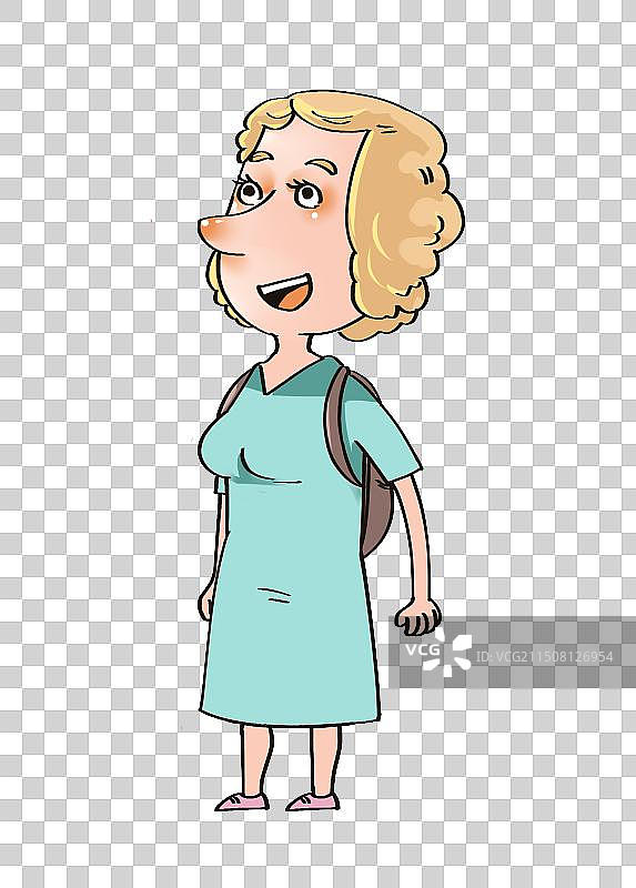 外国女游客卡通手绘元素图片素材