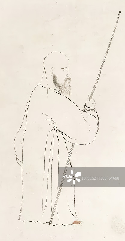 历史文化名人，清代书画家金农画像图片素材